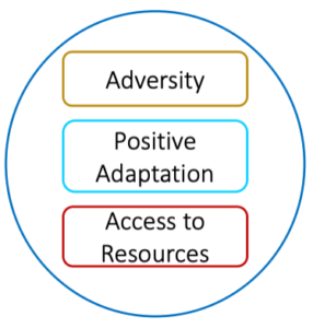 Circle with Adversity, Positive Adaptation, Access to Resources written inside